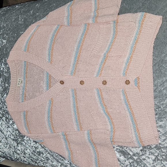 BNWOT POL Oversized Pink Striped Cardigan. - Picture 10 of 16